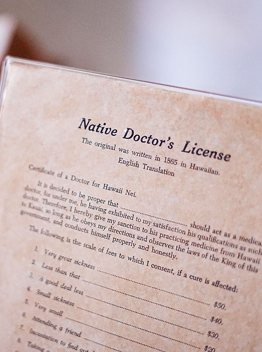 image of sign for Native Doctor's License and fee schedule.
